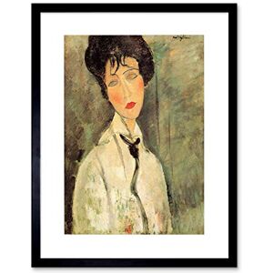 Wee Blue Coo Painting Amedeo Modigliani Woman With Black Tie Framed Wall Art Print Wee Blue Coo Painting Amedeo Modigliani Woman With Black Tie Framed Wall Art Print