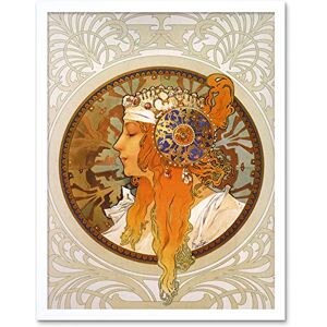 Wee Blue Coo Mucha Byzantine Head Blonde Headdress Art Print Framed Poster Wall Decor 12x16 inch Wee Blue Coo Mucha Byzantine Head Blonde Headdress Art Print Framed Poster Wall Decor 12x16 inch