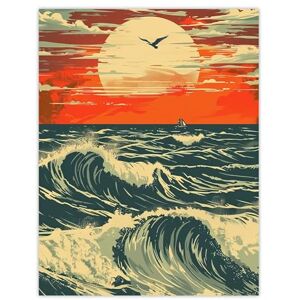 Artery8 Ocean Waves at Sunset Painting Seascape Bird Living Room Bathroom Large Wall Art Poster Print Thick Paper 18X24 Inch Artery8 Ocean Waves at Sunset Painting Seascape Bird Living Room Bathroom Large Wall Art Poster Print Thick Paper 18X24 Inch