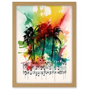 Artery8 Melodic Oasis Tropical Palm Tree Sonata Music Modern Splat Paint Watercolour Painting Artwork Framed A3 Wall Art Print Artery8 Melodic Oasis Tropical Palm Tree Sonata Music Modern Splat Paint Watercolour Painting Artwork Framed A3 Wall Art Print