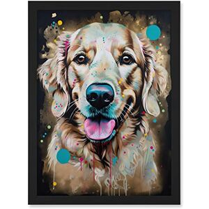 Artery8 Happy Smiling Golden Retriever Dog Portrait Artwork Framed A3 Wall Art Print Artery8 Happy Smiling Golden Retriever Dog Portrait Artwork Framed A3 Wall Art Print