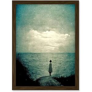Doppelganger33 LTD Looking Out To Sea Dreamscape Lone Woman Dusk Calm Elegant Panting Artwork Framed A3 Wall Art Print Doppelganger33 LTD Looking Out To Sea Dreamscape Lone Woman Dusk Calm Elegant Panting Artwork Framed A3 Wall Art Print