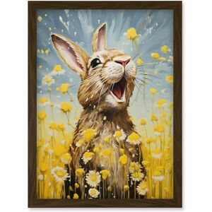 Artery8 The Happy Bunny Rabbit Playing in a Field of Daisies Vibrant Oil Painting Kids Bedroom Blue Yellow Bright Summer Meadow Artwork Framed Wall Art Print A4 Artery8 The Happy Bunny Rabbit Playing in a Field of Daisies Vibrant Oil Painting Kids Bedroom Blue Yellow Bright Summer Meadow Artwork Framed Wall Art Print A4