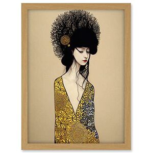 Wee Blue Coo Golden Geisha Girl Abstract Elegant Painting Artwork Framed A3 Wall Art Print Wee Blue Coo Golden Geisha Girl Abstract Elegant Painting Artwork Framed A3 Wall Art Print