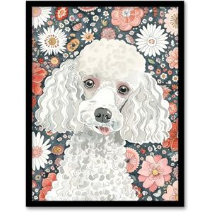 Artery8 Quirky Poodle Dog Lover Floral Pet Portrait Living Room Artwork Framed Wall Art Print A4 Artery8 Quirky Poodle Dog Lover Floral Pet Portrait Living Room Artwork Framed Wall Art Print A4
