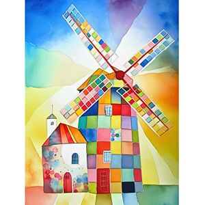 Artery8 Abstract Patchwork Windmill Old Amsterdam Folk Art Large Wall Art Poster Print Thick Paper 18X24 Inch Artery8 Abstract Patchwork Windmill Old Amsterdam Folk Art Large Wall Art Poster Print Thick Paper 18X24 Inch