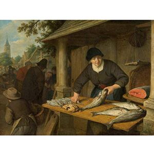 Artery8 Adriaen Van Ostade The Fishwife Painting Large Wall Art Poster Print Thick Paper 18X24 Inch Artery8 Adriaen Van Ostade The Fishwife Painting Large Wall Art Poster Print Thick Paper 18X24 Inch