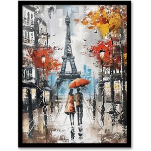 Artery8 Umbrella Lovers Abstract Autumn Paris Cityscape Living Room Artwork Framed Wall Art Print A4 Artery8 Umbrella Lovers Abstract Autumn Paris Cityscape Living Room Artwork Framed Wall Art Print A4