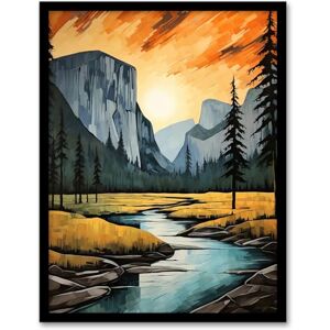 Artery8 Yosemite National Park Vibrant Artwork Sunset Over El Capitan Artwork Framed Wall Art Print A4 Artery8 Yosemite National Park Vibrant Artwork Sunset Over El Capitan Artwork Framed Wall Art Print A4