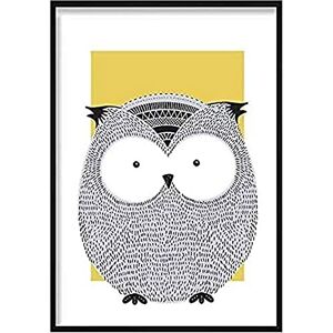 Artze Wall Art Owl Sketch Style Nursery Poster, 50 cm Width x 70 cm Height, Yellow Artze Wall Art Owl Sketch Style Nursery Poster, 50 cm Width x 70 cm Height, Yellow