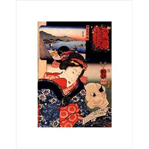 Wee Blue Coo Painting Utagawa Kuniyoshi Woman Geisha Japan Shore Wall Art Print Wee Blue Coo Painting Utagawa Kuniyoshi Woman Geisha Japan Shore Wall Art Print