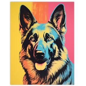 Artery8 Alsatian Dog Multi Coloured German Shepherd Screenprint Risograph Artwork Spot Block Colour Duotone Retro Riso Interior Design Extra Large XL Wall Art Poster Print Artery8 Alsatian Dog Multi Coloured German Shepherd Screenprint Risograph Artwork Spot Block Colour Duotone Retro Riso Interior Design Extra Large XL Wall Art Poster Print