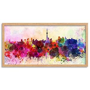 Wee Blue Coo Toronto Skyline Paint Splash Cityscape Long Panel Framed Wall Art Print Wee Blue Coo Toronto Skyline Paint Splash Cityscape Long Panel Framed Wall Art Print