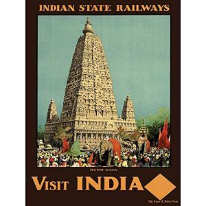 Wee Blue Coo Vintage Travel Visit India Temple Elephant Art Print Poster Wall Decor 12X16 Inch Wee Blue Coo Vintage Travel Visit India Temple Elephant Art Print Poster Wall Decor 12X16 Inch