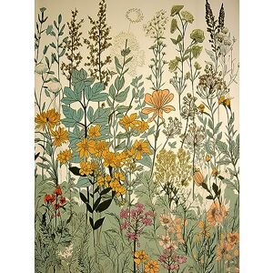 Artery8 Wildflower Vintage Botanical Painting Pastel Yellow Green Teal Pink Spring Field Extra Large XL Wall Art Poster Print Artery8 Wildflower Vintage Botanical Painting Pastel Yellow Green Teal Pink Spring Field Extra Large XL Wall Art Poster Print