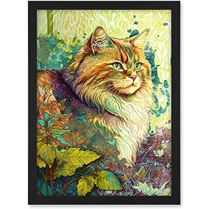 Artery8 Siberian Cat in Nature Vibrant Colourful Modern Portrait Illustration Artwork Framed A3 Wall Art Print Artery8 Siberian Cat in Nature Vibrant Colourful Modern Portrait Illustration Artwork Framed A3 Wall Art Print