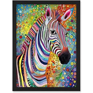 Artery8 - Folk Art Zebra Boho Flower - Framed - Art Artery8 - Folk Art Zebra Boho Flower - Framed - Art