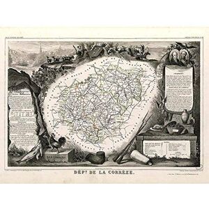 Wee Blue Coo Map Old France Levasseur Correze Department Art Print Poster Wall Decor 12X16 Inch Wee Blue Coo Map Old France Levasseur Correze Department Art Print Poster Wall Decor 12X16 Inch