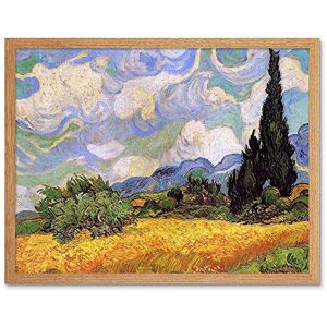 Wee Blue Coo Vincent Van Gogh Wheat Field With Cypresses 1889 Painting Art Print Framed Poster Wall Decor 12X16 Inch Wee Blue Coo Vincent Van Gogh Wheat Field With Cypresses 1889 Painting Art Print Framed Poster Wall Decor 12X16 Inch