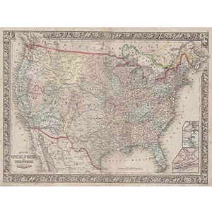Wee Blue Coo Geography Map Illustrated Antique Mitchell USA Art Print Poster Wall Decor 12X16 Inch Wee Blue Coo Geography Map Illustrated Antique Mitchell USA Art Print Poster Wall Decor 12X16 Inch