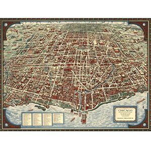 Fine Art Prints Colortext 1938 Map Chicago City Bird's Eye View Large Print Poster Wall Art Decor Picture Fine Art Prints Colortext 1938 Map Chicago City Bird's Eye View Large Print Poster Wall Art Decor Picture