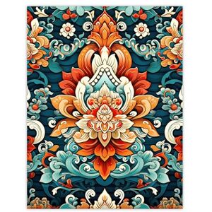 Artery8 Hindu Floral Pattern Close Up Detail Ornate Design in Amber and Blue Extra Large XL Wall Art Poster Print Artery8 Hindu Floral Pattern Close Up Detail Ornate Design in Amber and Blue Extra Large XL Wall Art Poster Print