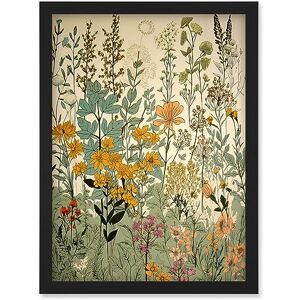 Artery8 Wildflower Vintage Botanical Painting Pastel Yellow Green Teal Pink Spring Field Artwork Framed Wall Art Print A4 Artery8 Wildflower Vintage Botanical Painting Pastel Yellow Green Teal Pink Spring Field Artwork Framed Wall Art Print A4