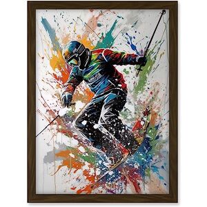 Artery8 Skier Skiing Multicoloured Paint Splat Action Shot Artwork Framed A3 Wall Art Print Artery8 Skier Skiing Multicoloured Paint Splat Action Shot Artwork Framed A3 Wall Art Print
