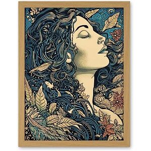 Artery8 Mother Nature Modern Boho Art Nouveau Linocut Artwork Framed Wall Art Print 18X24 Inch Artery8 Mother Nature Modern Boho Art Nouveau Linocut Artwork Framed Wall Art Print 18X24 Inch