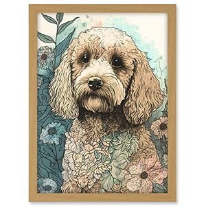 Artery8 Cockapoo Dog in Wildflower Field Pastel Watercolour Illustration Artwork Framed A3 Wall Art Print Artery8 Cockapoo Dog in Wildflower Field Pastel Watercolour Illustration Artwork Framed A3 Wall Art Print