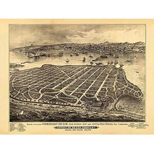 Wee Blue Coo Map Coronado Beach San Diego Bay Vintage Art Print Poster Wall Decor 12X16 Inch Wee Blue Coo Map Coronado Beach San Diego Bay Vintage Art Print Poster Wall Decor 12X16 Inch