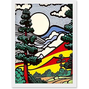 Artery8 Modern Pop Art Forest Mountain Landscape Bright Colourful Comic Book Style Halftone Artwork Framed A3 Wall Art Print Artery8 Modern Pop Art Forest Mountain Landscape Bright Colourful Comic Book Style Halftone Artwork Framed A3 Wall Art Print