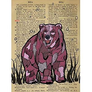 Wee Blue Coo Upcycle Dictionary Bear Unframed Art Print Poster Wall Decor 12X16 Inch Wee Blue Coo Upcycle Dictionary Bear Unframed Art Print Poster Wall Decor 12X16 Inch