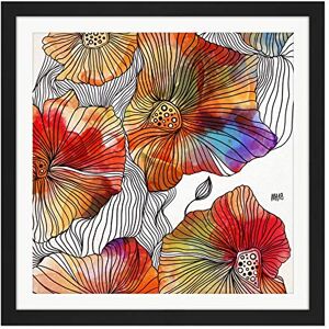 Artery8 Patterned Poppy Flower Colourful Painting Square Wooden Framed Wall Art Print Picture 16X16 Inch Artery8 Patterned Poppy Flower Colourful Painting Square Wooden Framed Wall Art Print Picture 16X16 Inch