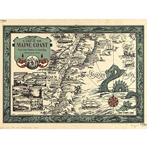 Fine Art Prints Button 1929 Pictorial Map Maine Coast History Large Print Poster Wall Art Decor Picture Fine Art Prints Button 1929 Pictorial Map Maine Coast History Large Print Poster Wall Art Decor Picture