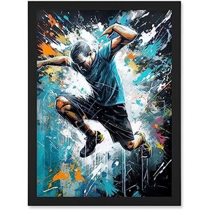 Artery8 - Man Doing Parkour Jump Pose - Black - A4 - Framed Wall Art Print Artery8 - Man Doing Parkour Jump Pose - Black - A4 - Framed Wall Art Print