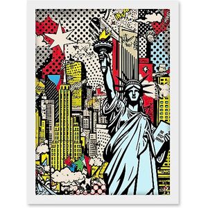 Artery8 New York City Skyline Statue of Liberty Pop Art Comic Book Style American Dream Artwork Framed A3 Wall Art Print Artery8 New York City Skyline Statue of Liberty Pop Art Comic Book Style American Dream Artwork Framed A3 Wall Art Print
