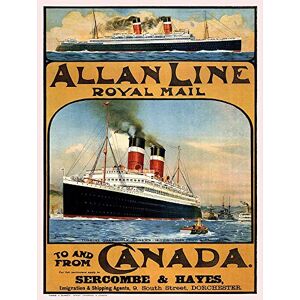 Wee Blue Coo Travel Allan Line Royal Mail Canada Ship Liner UK Vintage Advert Art Print Poster Wall Decor 12X16 Inch Wee Blue Coo Travel Allan Line Royal Mail Canada Ship Liner UK Vintage Advert Art Print Poster Wall Decor 12X16 Inch