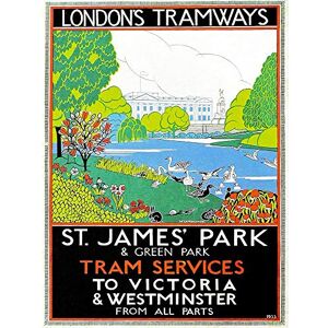 Wee Blue Coo Vintage Advert Transport London Tramways St James Park Art Print Poster Wall Decor 12X16 Inch Wee Blue Coo Vintage Advert Transport London Tramways St James Park Art Print Poster Wall Decor 12X16 Inch