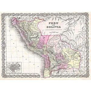 Wee Blue Coo 1855 Colton Map Peru And Bolivia Vintage Art Print Poster Wall Decor 12X16 Inch Wee Blue Coo 1855 Colton Map Peru And Bolivia Vintage Art Print Poster Wall Decor 12X16 Inch