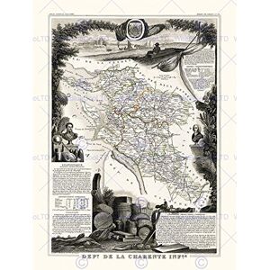 Wee Blue Coo Map Antique Illustrated France Levasseur Charente Inferior Wall Art Print Wee Blue Coo Map Antique Illustrated France Levasseur Charente Inferior Wall Art Print