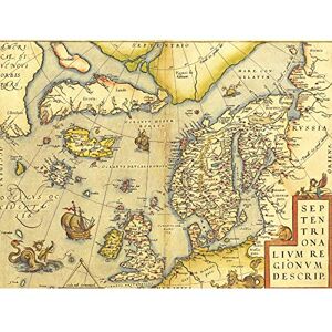 Wee Blue Coo Map Old Vintage North Atlantic Scandinavia Iceland UK Canvas Print Wee Blue Coo Map Old Vintage North Atlantic Scandinavia Iceland UK Canvas Print