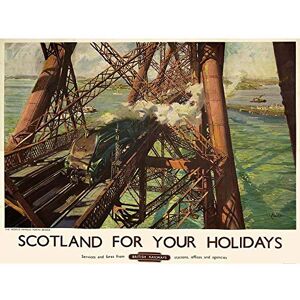 Wee Blue Coo Vintage Travel Scotland Holidays Forth Bridge Art Print Poster Wall Decor 12X16 Inch Wee Blue Coo Vintage Travel Scotland Holidays Forth Bridge Art Print Poster Wall Decor 12X16 Inch