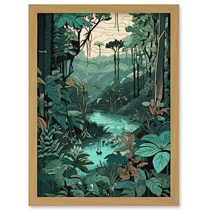 Artery8 Amazon Rainforest Flora Landscape Illustration Artwork Framed Wall Art Print A4 Artery8 Amazon Rainforest Flora Landscape Illustration Artwork Framed Wall Art Print A4