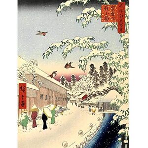 Wee Blue Coo Painting Japanese Woodblock Winter Street Art Print Poster Wall Decor 12X16 Inch Wee Blue Coo Painting Japanese Woodblock Winter Street Art Print Poster Wall Decor 12X16 Inch