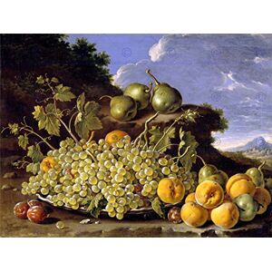 Wee Blue Coo Painting Still Life Melendez Grapes Peaches Plums Wall Art Print Wee Blue Coo Painting Still Life Melendez Grapes Peaches Plums Wall Art Print