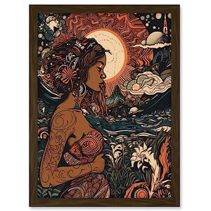 Artery8 Gaia Mother Nature Modern Art Nouveau Folk Art Artwork Framed A3 Wall Art Print Artery8 Gaia Mother Nature Modern Art Nouveau Folk Art Artwork Framed A3 Wall Art Print