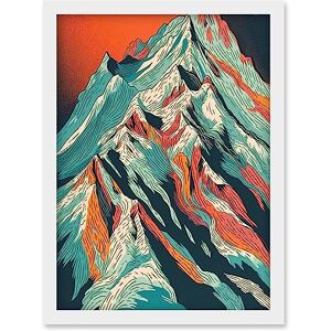 Artery8 - Mont Blanc Mountain Peak Linocut - A4 - Wall Art Artery8 - Mont Blanc Mountain Peak Linocut - A4 - Wall Art