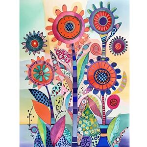 Artery8 Large Flower Blooms With Embroidery Style Patterns Folk Art Watercolour Painting Large Wall Art Poster Print Thick Paper 18X24 Inch Artery8 Large Flower Blooms With Embroidery Style Patterns Folk Art Watercolour Painting Large Wall Art Poster Print Thick Paper 18X24 Inch