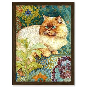 Artery8 Orange Persian Cat William Morris Inspired Floral Pattern Colourful Modern Illustration Artwork Framed Wall Art Print A4 Artery8 Orange Persian Cat William Morris Inspired Floral Pattern Colourful Modern Illustration Artwork Framed Wall Art Print A4